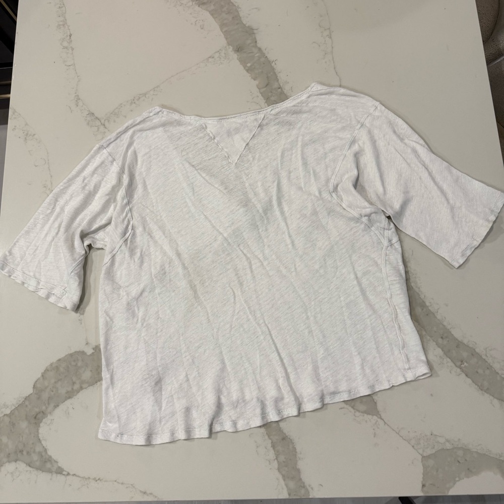 Free People We The Free Head In The Clouds Top Womens Large Washed Stripe White - Picture 11 of 12